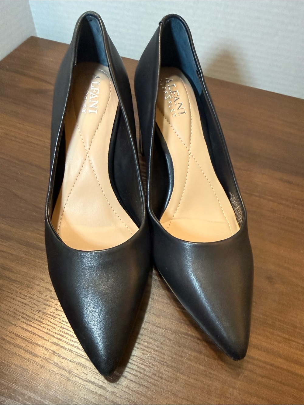 Alfani Black Leather Pointed-Toe Pumps